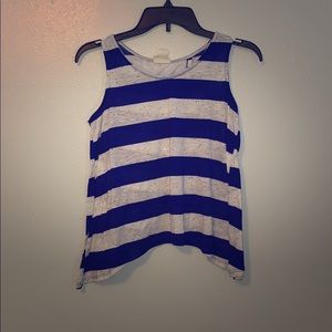 Blue and white striped tank top